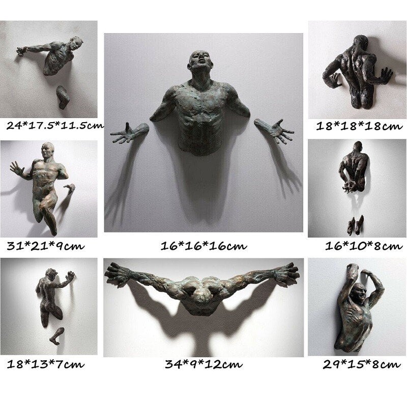 Wanddekoration Figuren | Harz-Skulpturen zum Aufhängen | Verschiedene Designs & Größen