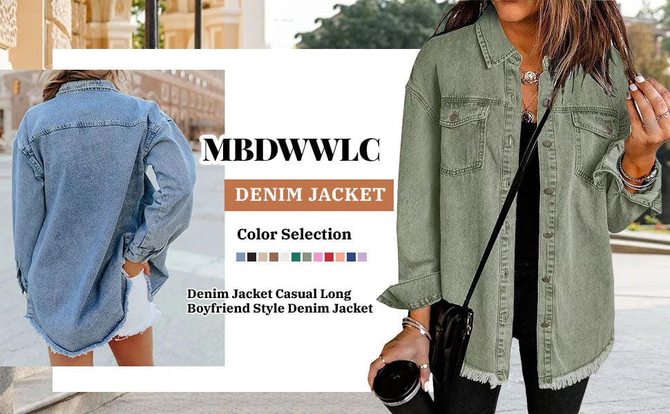 Damen Jeansjacke im Straßenstil | Design mit rohem, aufgerissenem Rand | Mehrere Taschen | Baumwollmix