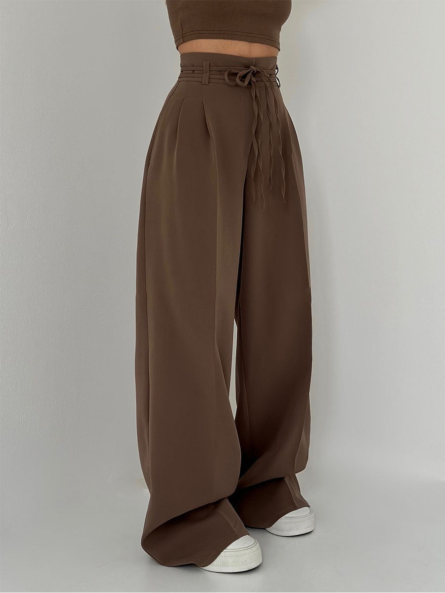 Damen Hoch geschnitten Hose | Weites Bein | Fließendes Material | Knitterarm & Pflegeleicht