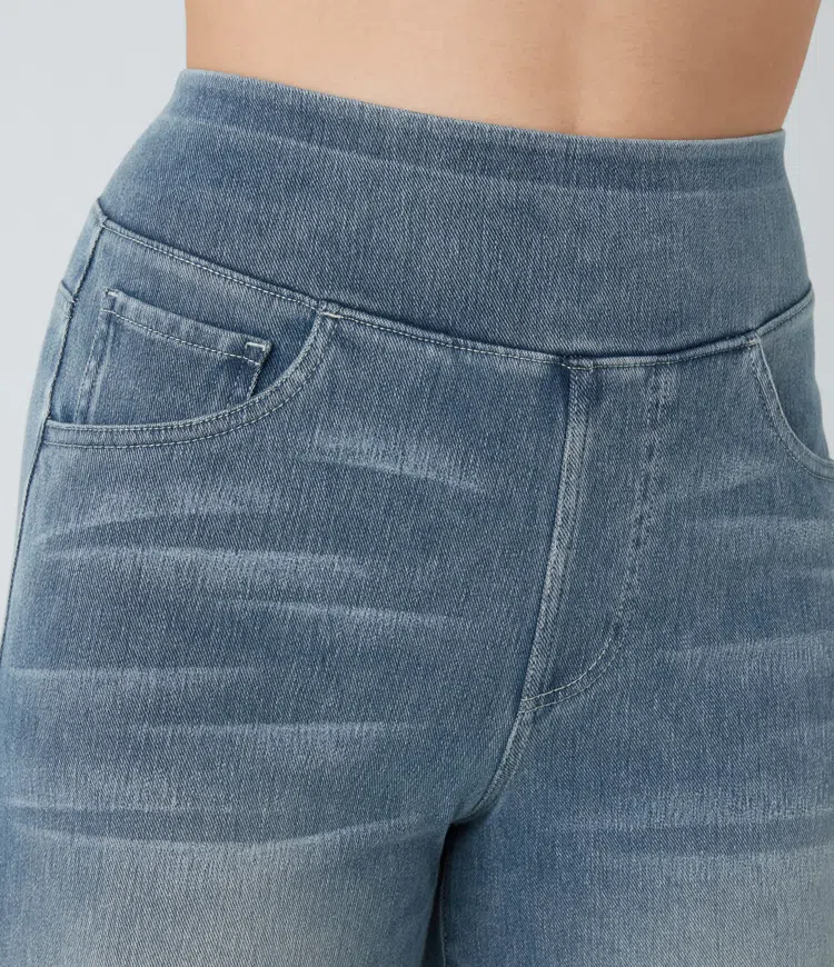 Damen Jeans mit hohem Bund | Super Stretch Stoff | Weites Bein | Bequeme Passform | Zeitloser Stil