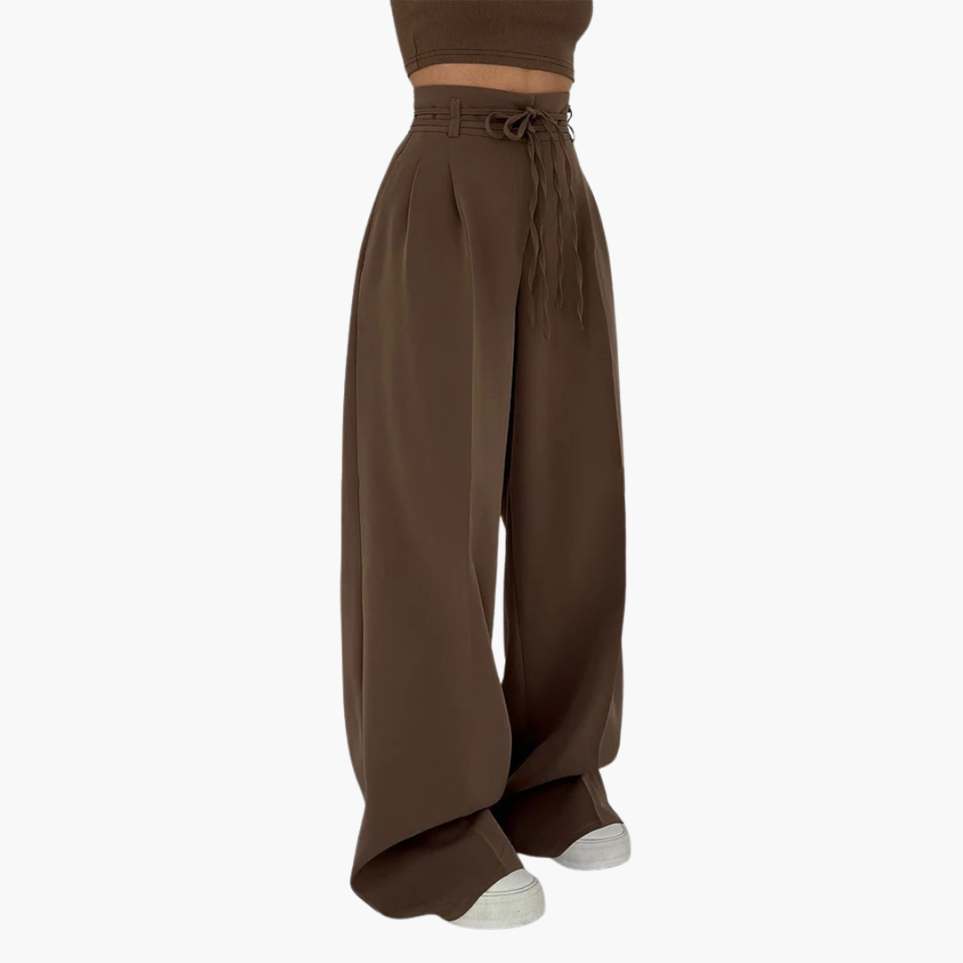 Damen Hoch geschnitten Hose | Weites Bein | Fließendes Material | Knitterarm & Pflegeleicht