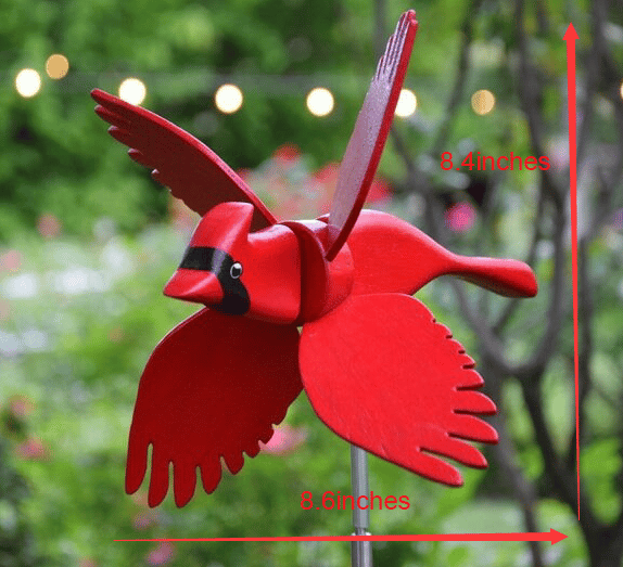 Handgefertigtes Windspiel Vogel-Windmühle | Gartendeko mit Edelstahl-Stab | Verschiedene Designs
