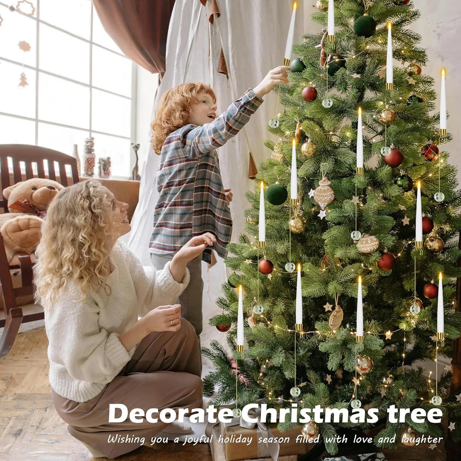Weihnachtsbaum LED-Kerzen Set | 12 Stück mit Fernbedienung & Timer | Warmweißes Flackern | Flameless & sicher