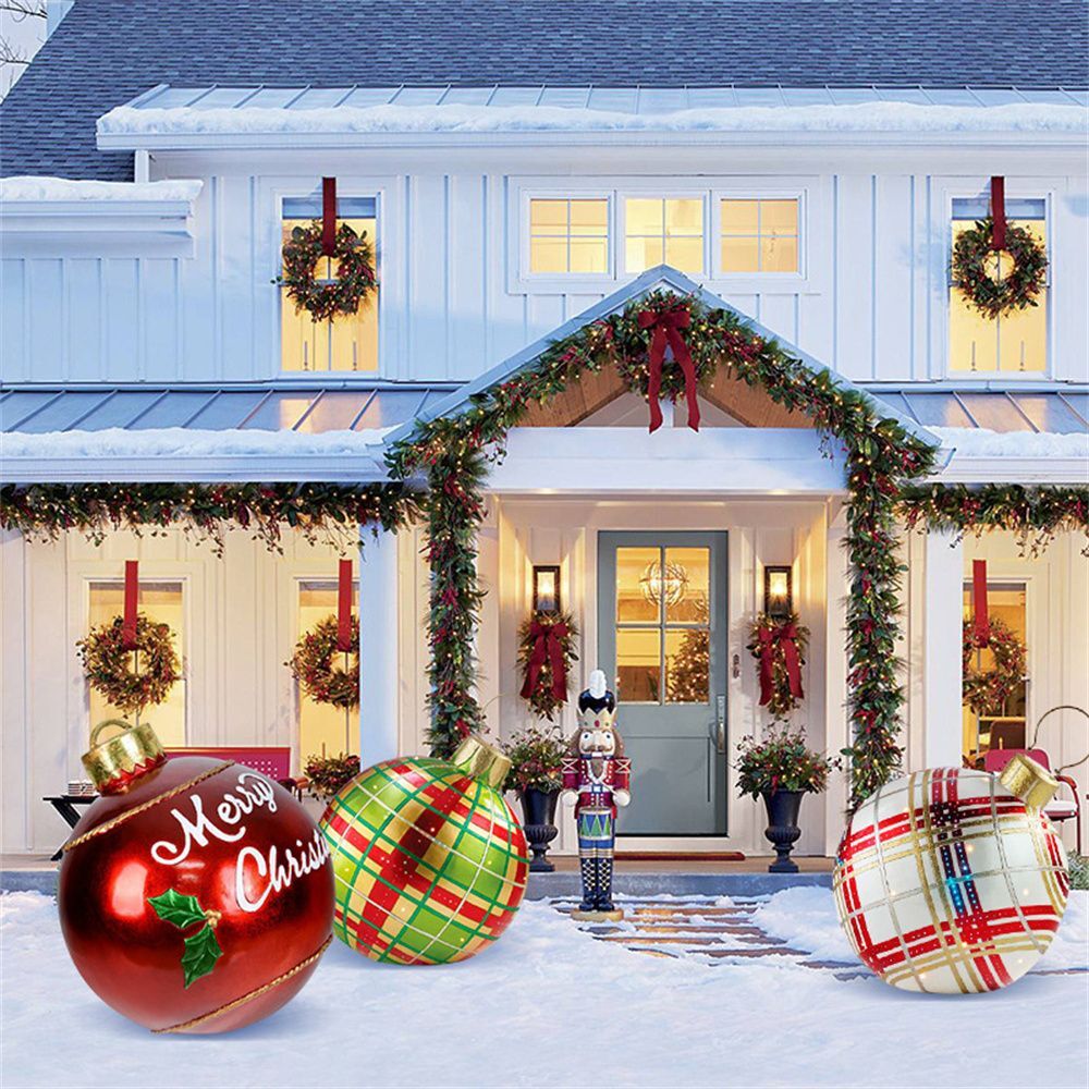 Weihnachts Deko Kugeln aufblasbar | PVC Outdoor Kugeln | Wetterfest & Wiederverwendbar | Verschiedene Designs
