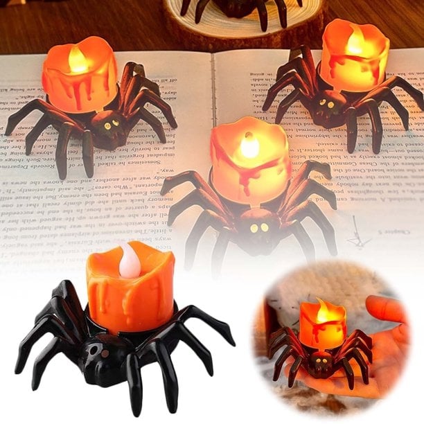Halloween LED Kürbislampe mit Spinne | Warmweißes Licht | Batteriebetrieben & Sicher | Deko für Innen & Außen