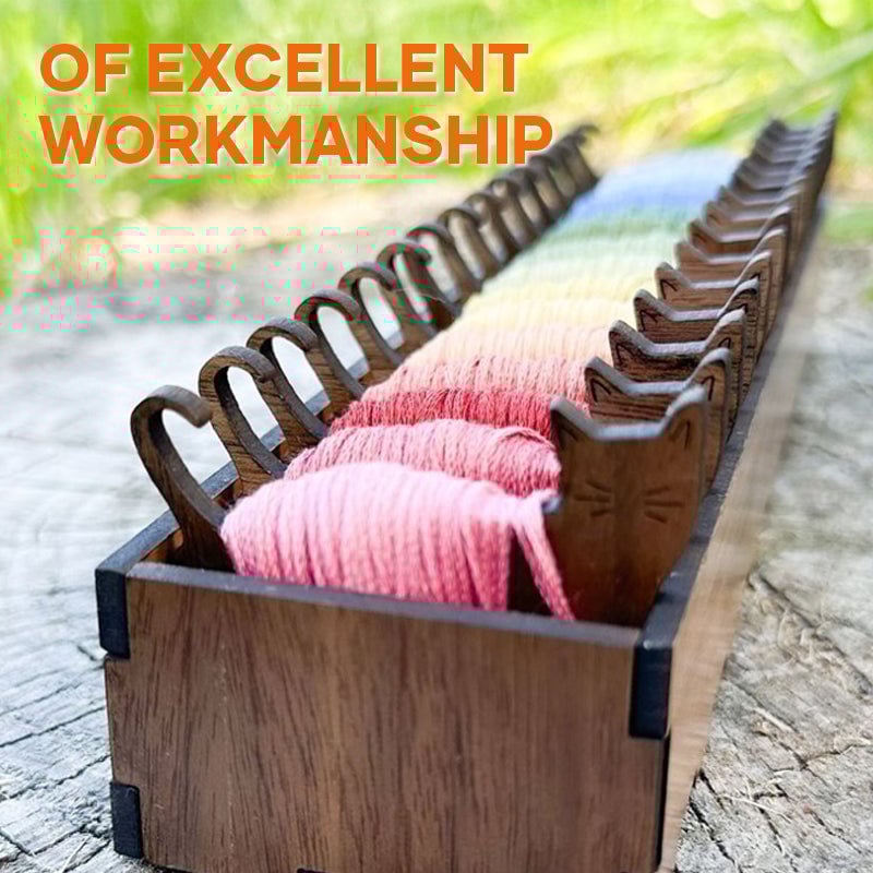 Holz Garnspulen Set | 15 Hasen Spulen + Organizer-Box | Stickgarn Aufbewahrung