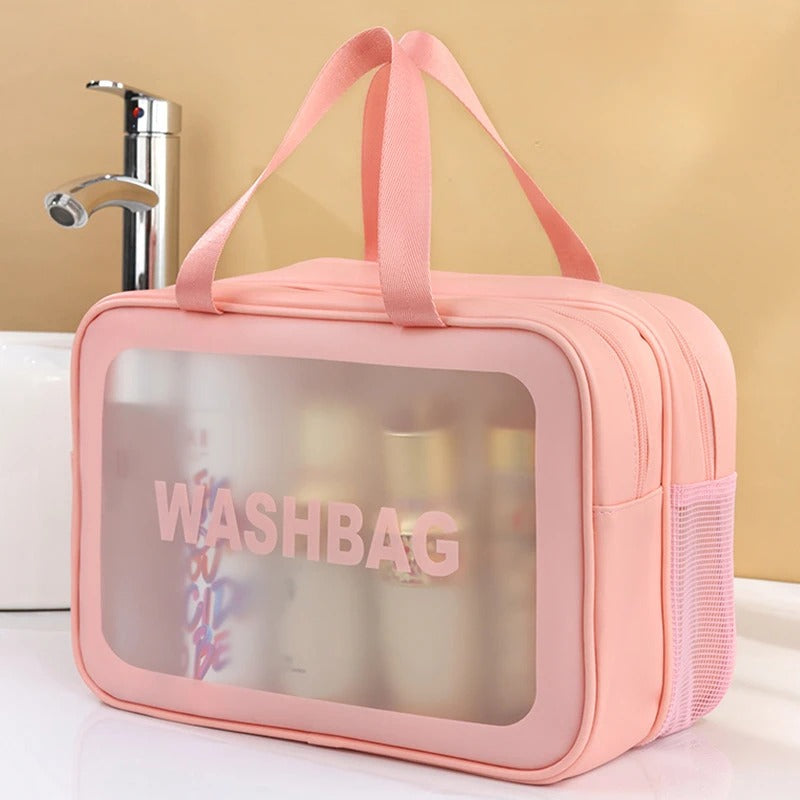 Kulturbeutel Transparent Wasserdicht | Großer Reise-Kosmetik-Organizer | Doppelreißverschluss & Tragegriff