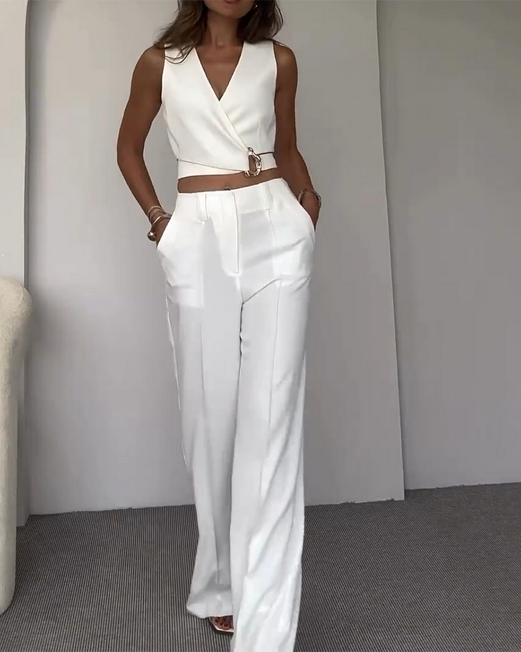 Damen Anzug-Set | Weste mit Schnalle & Hose | Moderner Minimalstil | Schmeichelnde Passform