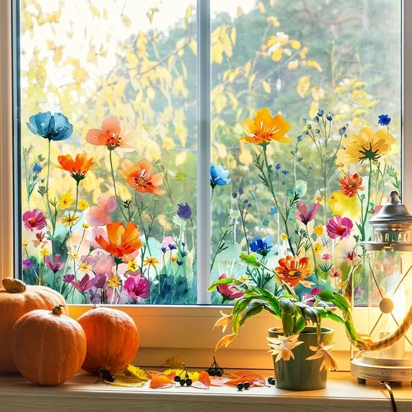 Blumenaufkleber für Fenster