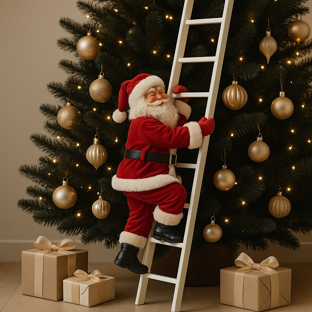 1+1 Gratis | Kletternder Weihnachtsmann | Bewegliche Weihnachtsdeko | Batteriebetrieben & Festlich | Für Innenräume