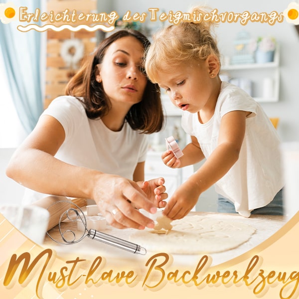 Edelstahl-Teigrührer | Ergonomischer Griff | Für Brot-, Pizza- & Kuchenteig