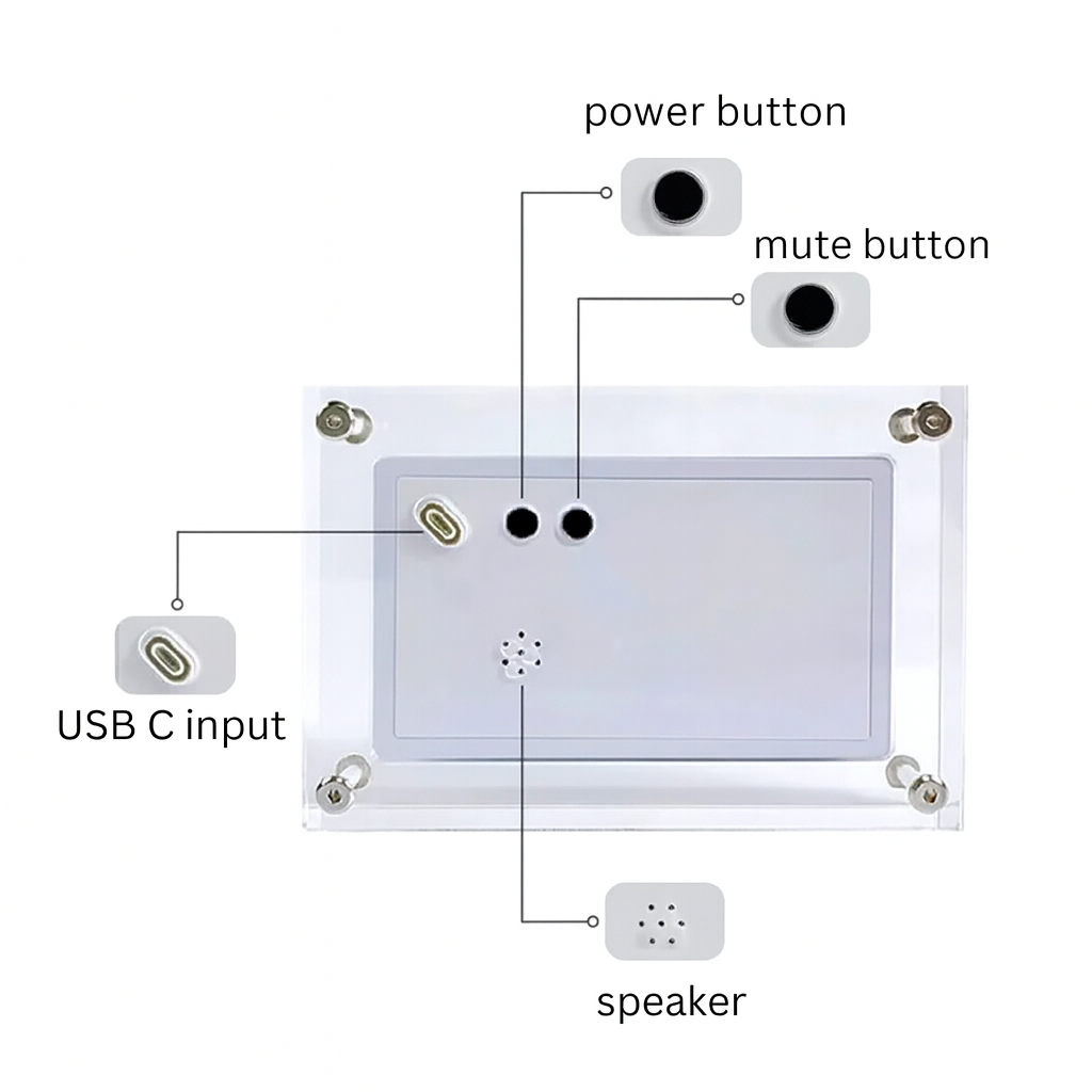Digitaler Bilderrahmen mit Video | 7" HD Display | Wiederaufladbar & Speicher 2 GB