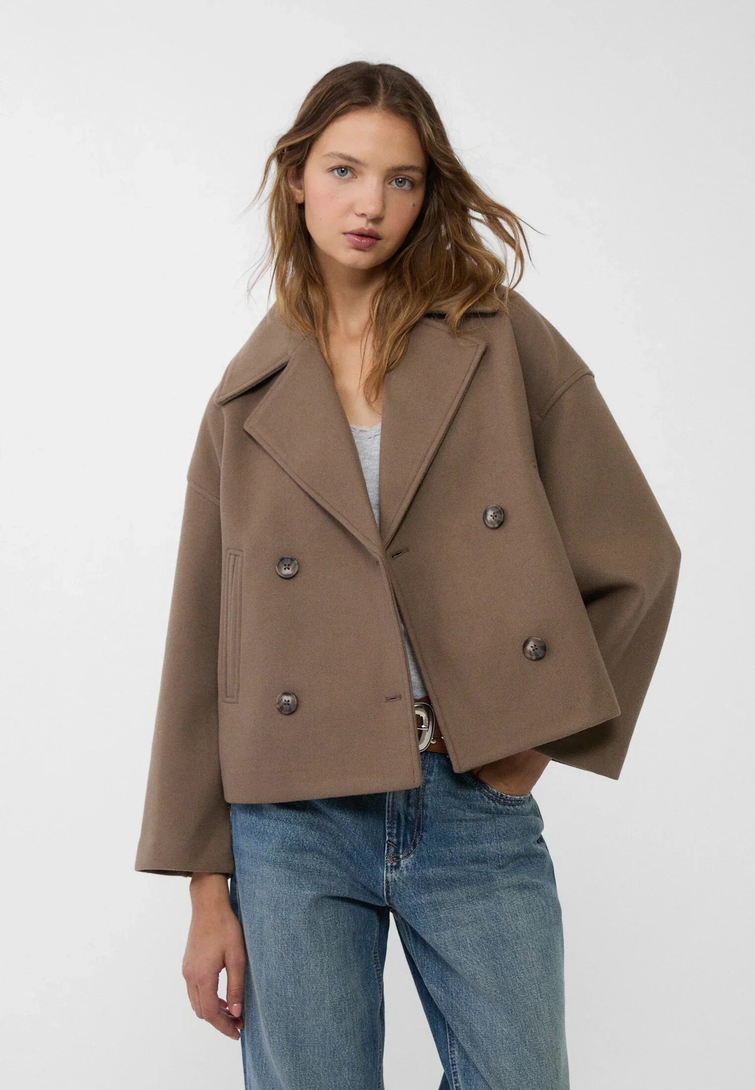 Olivia - Schicke Kurze Jacke mit Doppelreihe Knopfverschluss