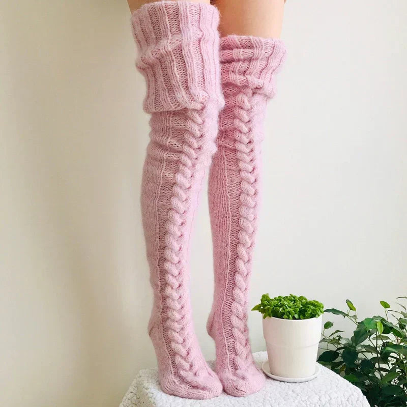 Damen Overknee Socken | Warm & Windabweisend | Winter Kuschelsocken