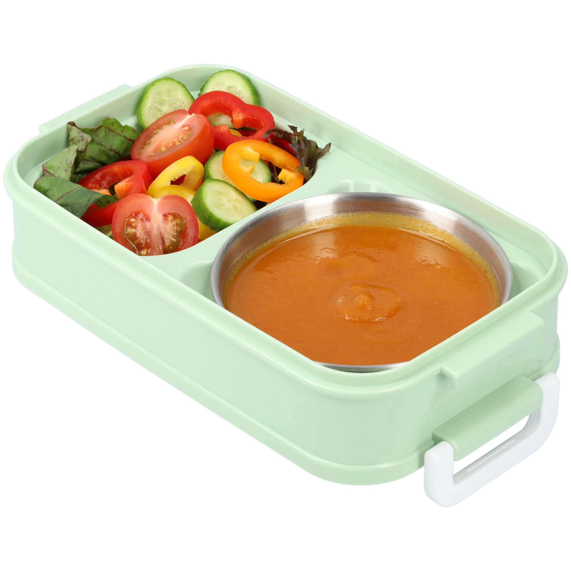 Lunchbox mit Suppenschale | Bento Box Grün | Auslaufsicher & BPA-frei | Mit Besteck & Fächern | Für Kinder & Erwachsene