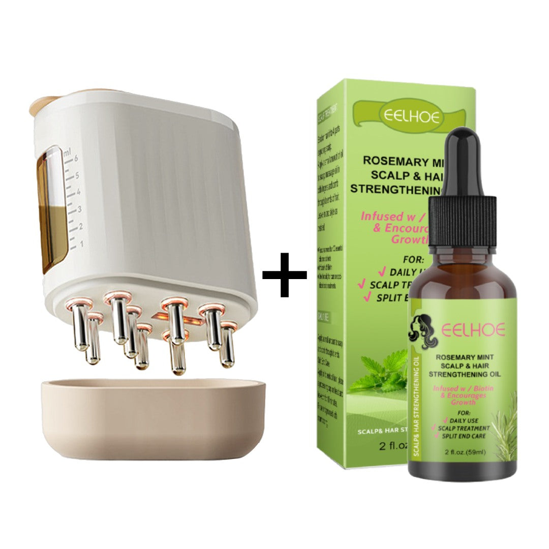Elektrischer Haaröl Auftragedocht | Kopfhaut-Massager mit Rotlichttherapie & Vibration | Haarwachstum & Pflege, IPX5