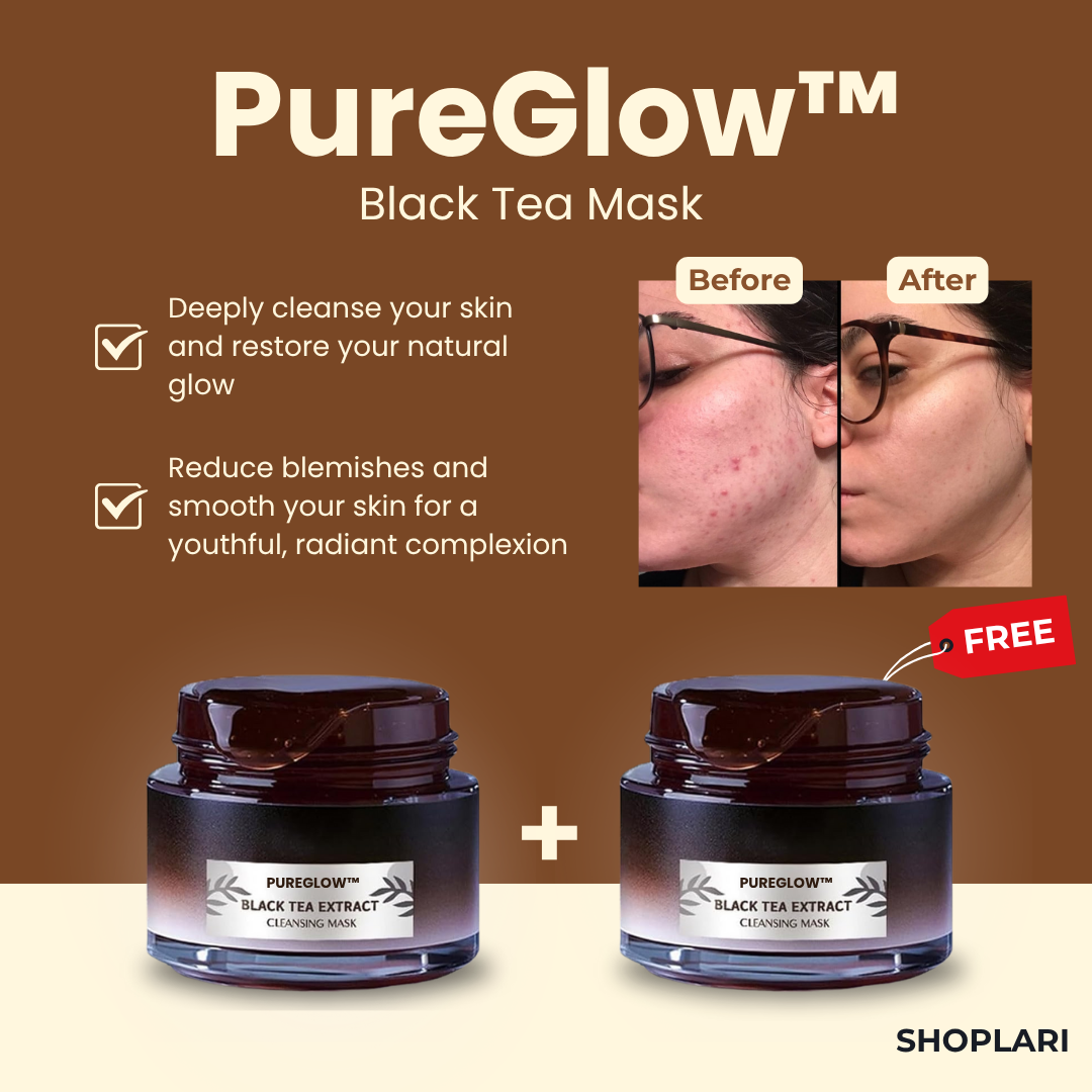 1+1 Gratis | Gesichtsmaske | Schwarzer Tee & Ginseng | Gegen Akne, Falten & Hautunreinheiten