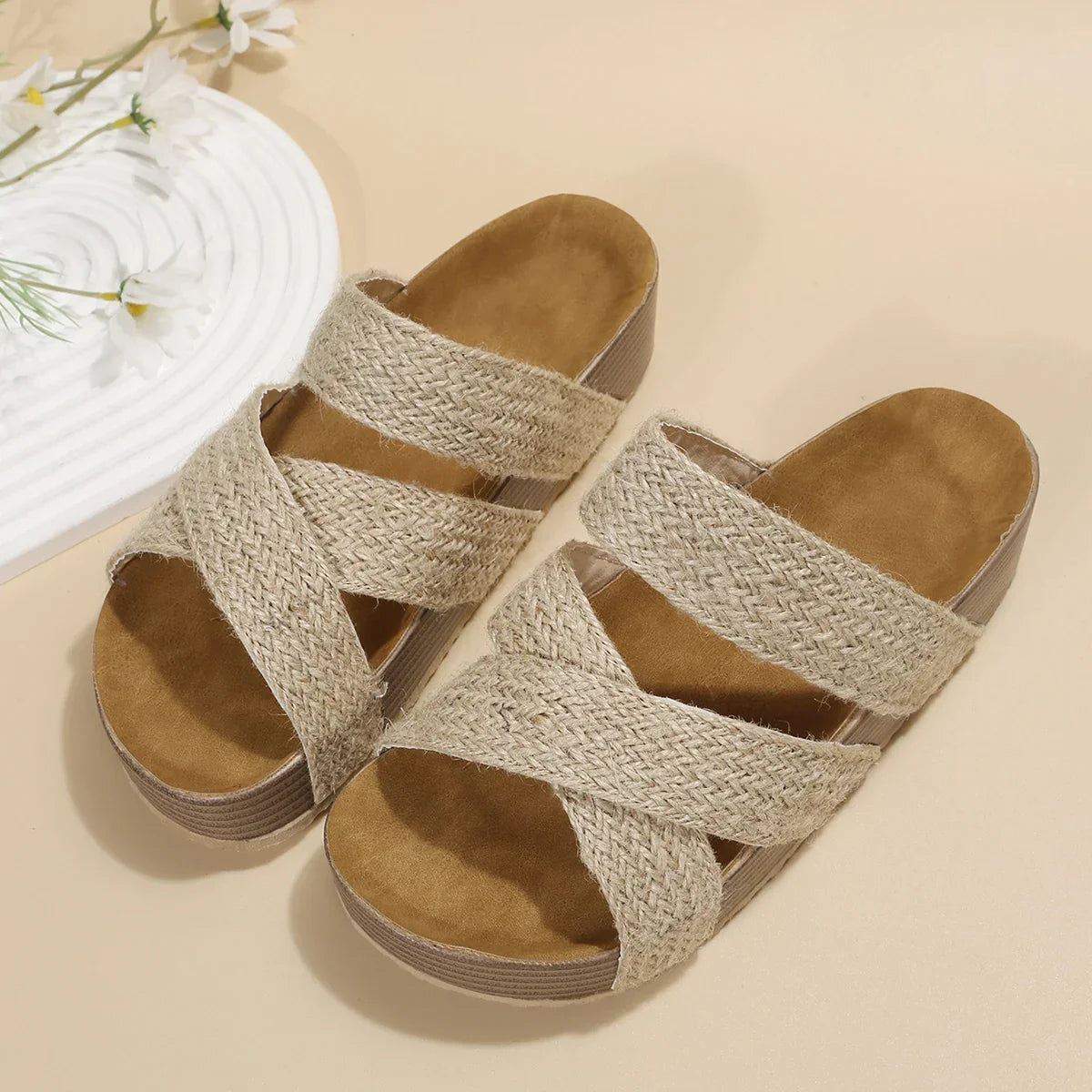 Damen Plateausandalen | Weiches Kissengefühl | Rutschfeste Sohle & Verstellbare Riemen