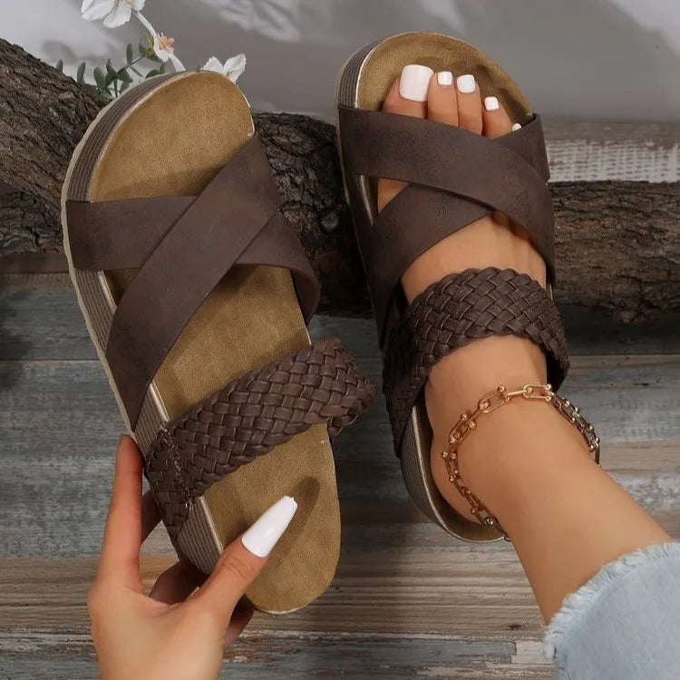 Damen Plateausandalen | Weiches Kissengefühl | Rutschfeste Sohle & Verstellbare Riemen