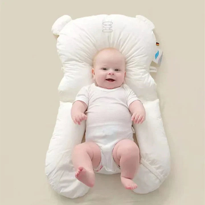 U-förmiges Babykissen | Ergonomische Kopfstütze | Atmungsaktive Baumwolle | Verstellbares Design