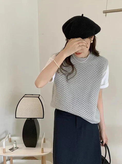 Damen Strickpullover ärmellos | Locker & Atmungsaktiv | Modernes Design für vielseitige Outfits
