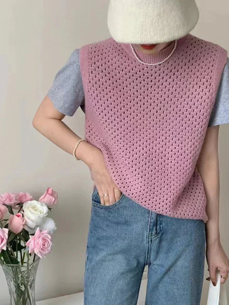 Damen Strickpullover ärmellos | Locker & Atmungsaktiv | Modernes Design für vielseitige Outfits