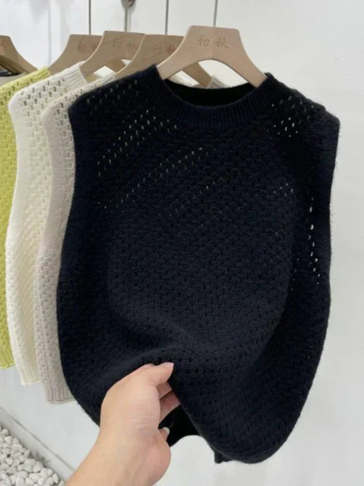 Damen Strickpullover ärmellos | Locker & Atmungsaktiv | Modernes Design für vielseitige Outfits
