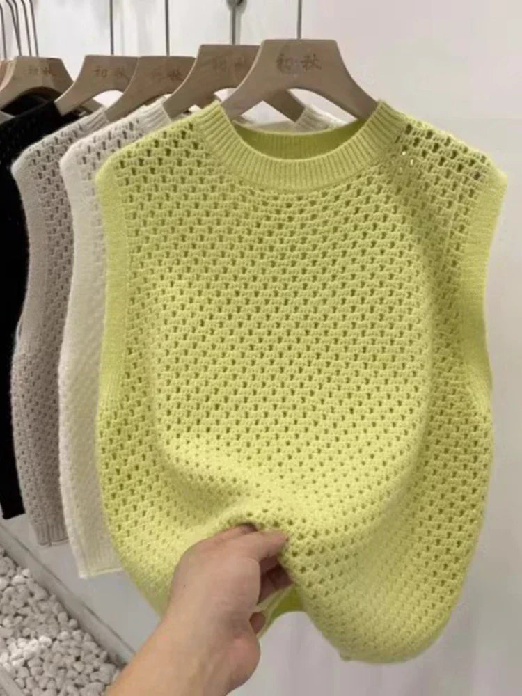 Damen Strickpullover ärmellos | Locker & Atmungsaktiv | Modernes Design für vielseitige Outfits