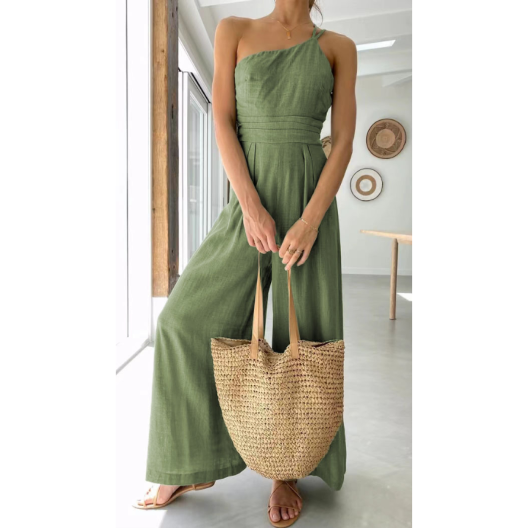 Damen One Shoulder Sommer Jumpsuit | Weit Bein