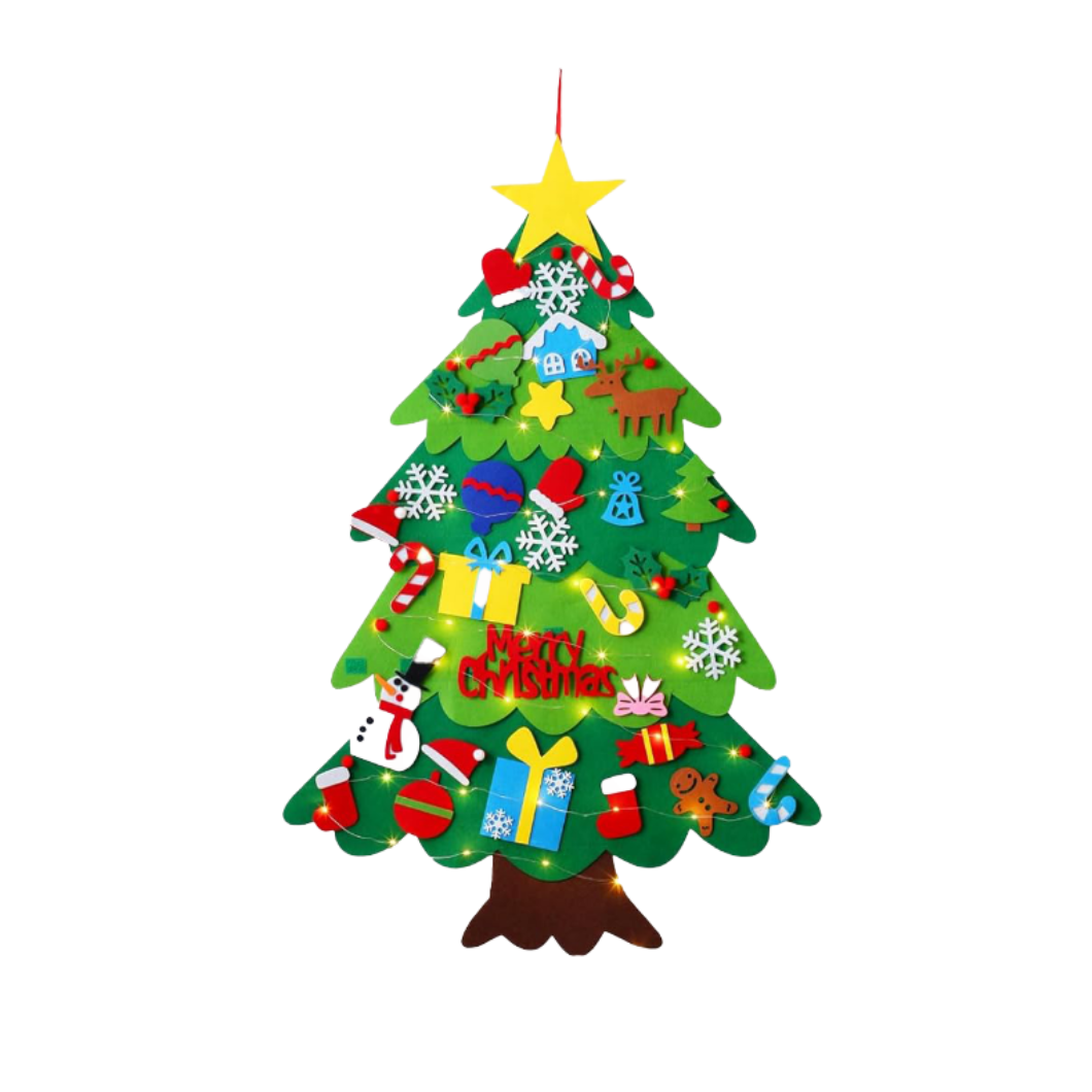 DIY Filz Weihnachtsbaum für Kinder | 32-teiliges Set | Sicheres Lernspielzeug zum Selbstdekorieren