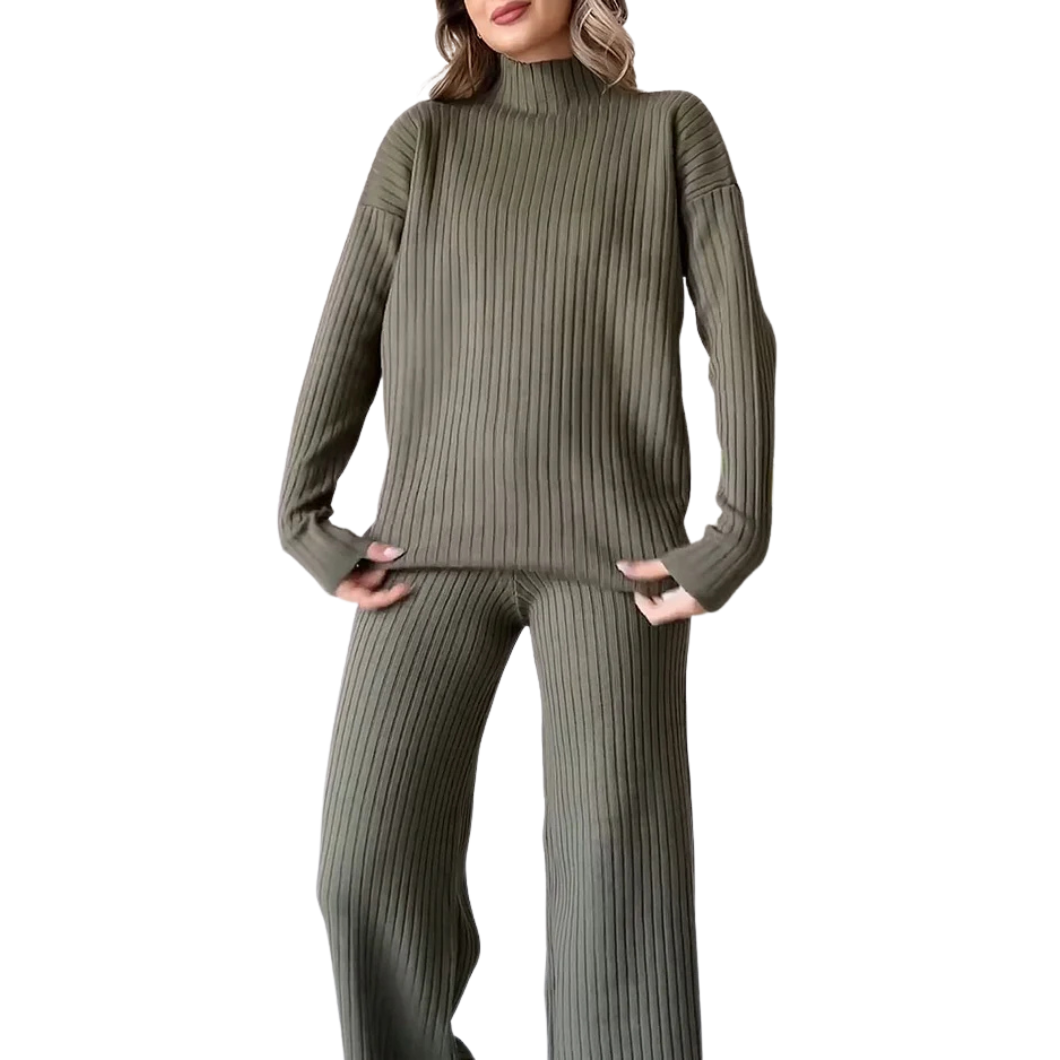 Damen Strick Zweiteiler | Pullover & Rock mit Schlitz | Bequem & Elegant | Für Frühling, Herbst & Winter