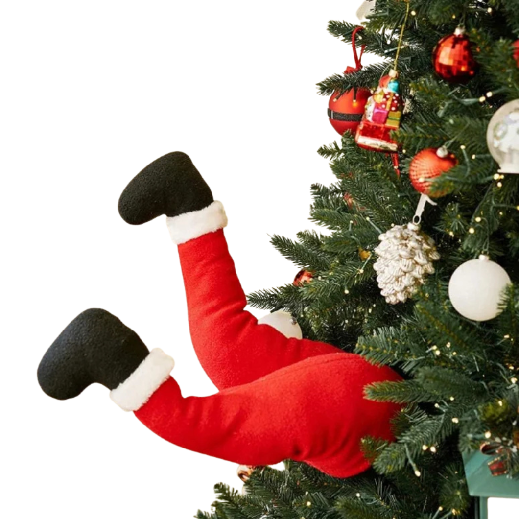 Weihnachtsdeko Santa Beine | Lustige Weihnachtsmann-Bein Dekoration | Stofffigur zum Aufhängen