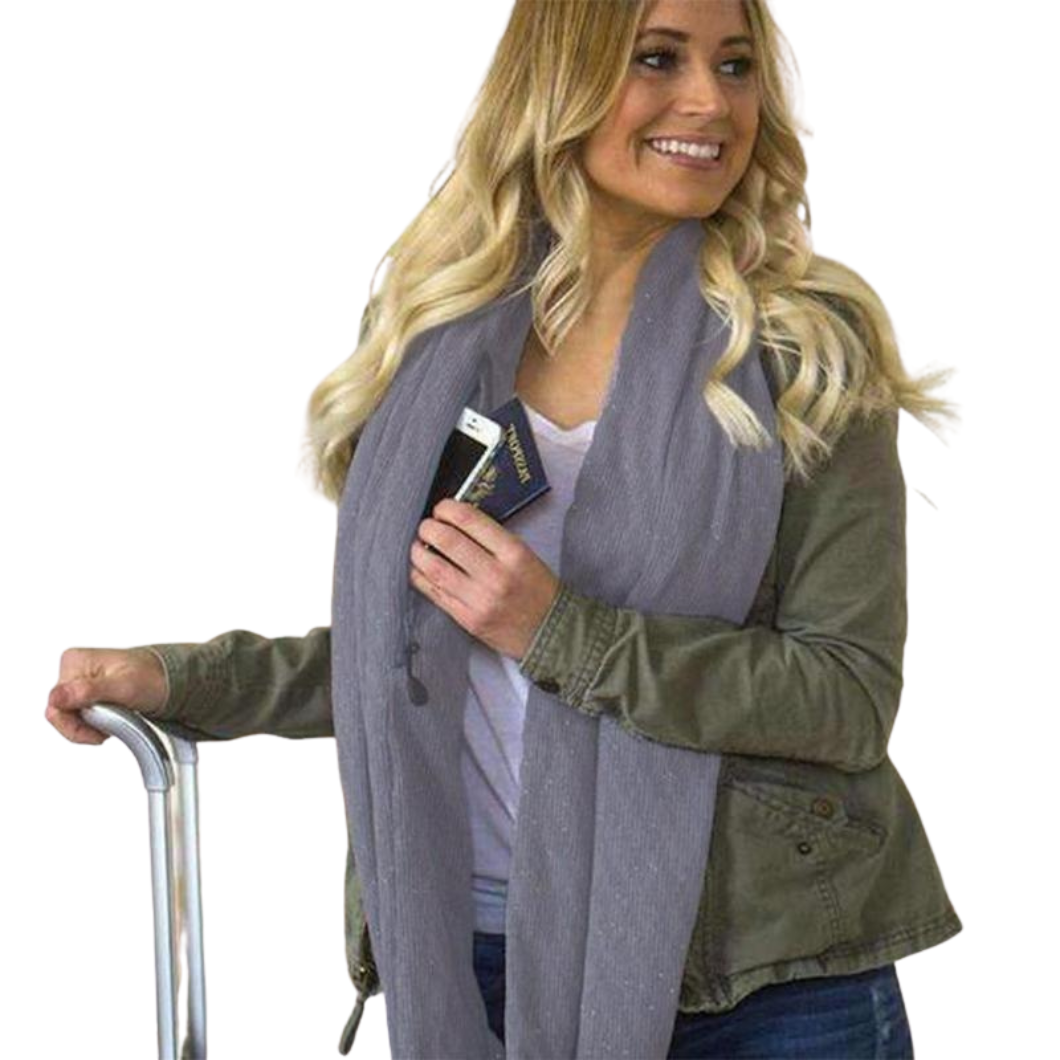 Winter-Schal mit Tasche | Warm & Weich | Modisch & Praktisch für Reisen