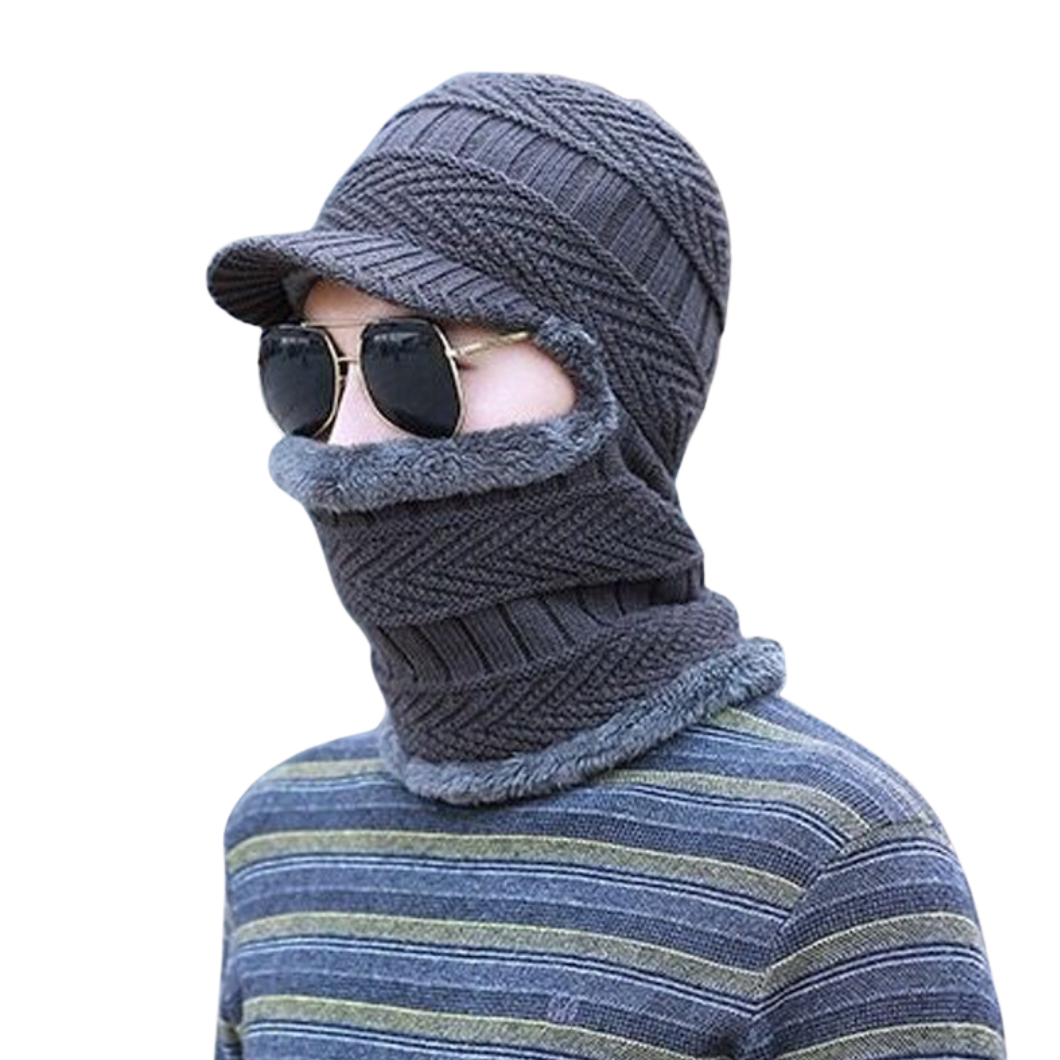 Winter Beanie mit Maske | Verdickt & Gefüttert | Strickmütze mit Nackenschutz