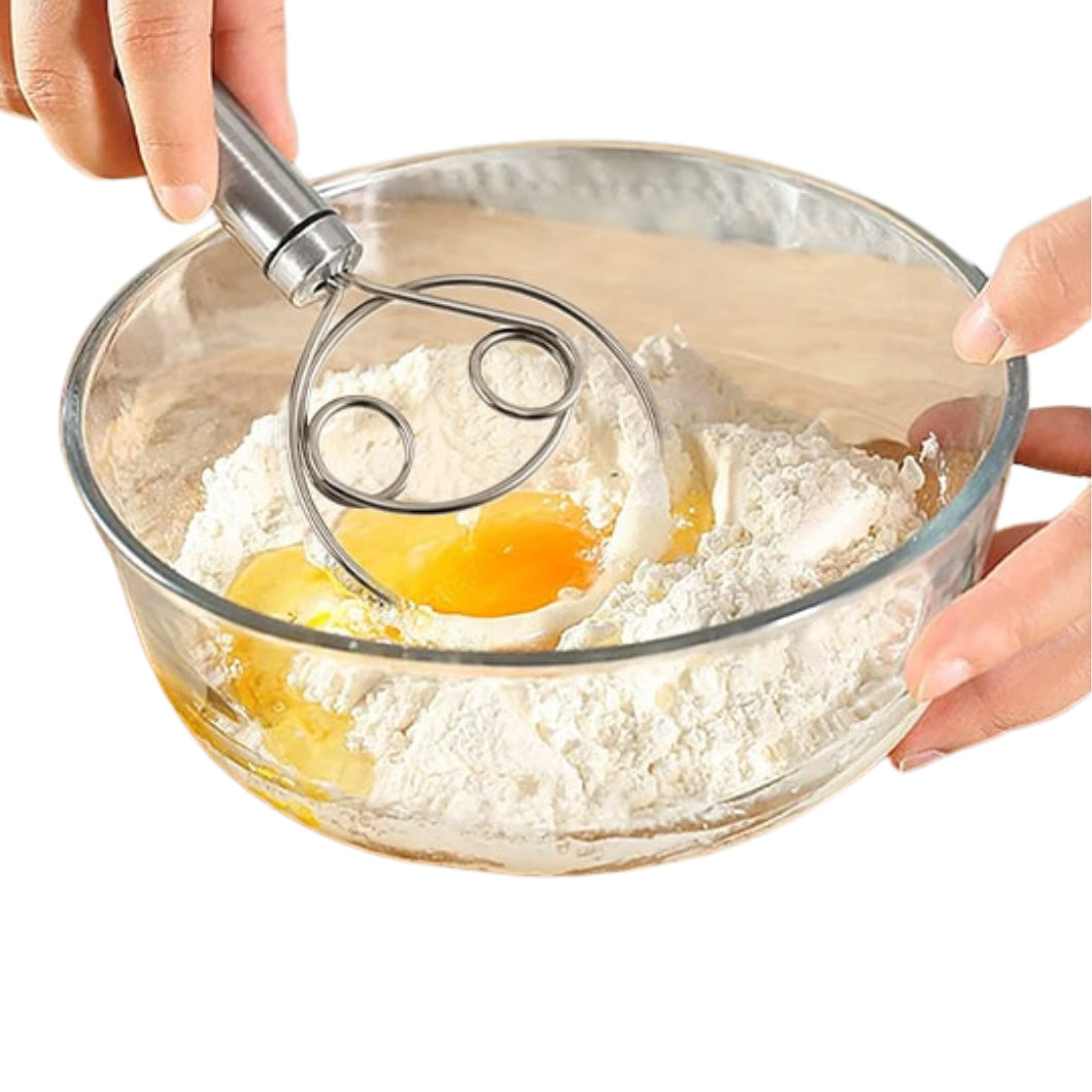 Edelstahl-Teigrührer | Ergonomischer Griff | Für Brot-, Pizza- & Kuchenteig