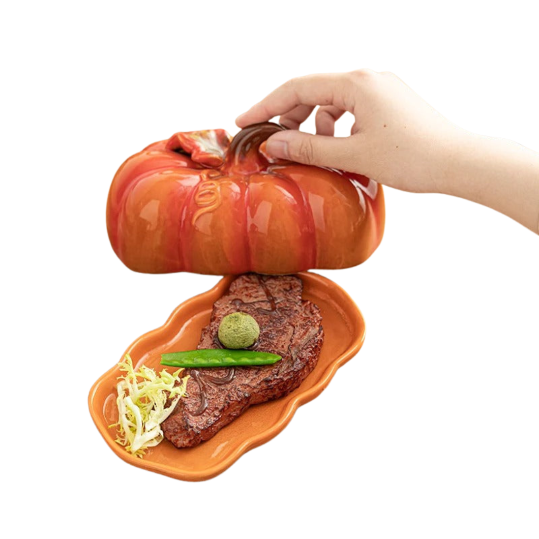 Kürbisförmiger Keramikteller | Handgefertigt | Für Herbst & Festliche Anlässe