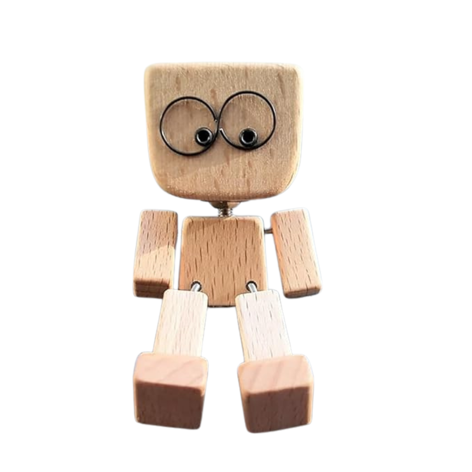 Holzfigur | Handgefertigtes Wackel-Dekoobjekt | 12 magnetische Gesichtsausdrücke | Auto & Schreibtisch