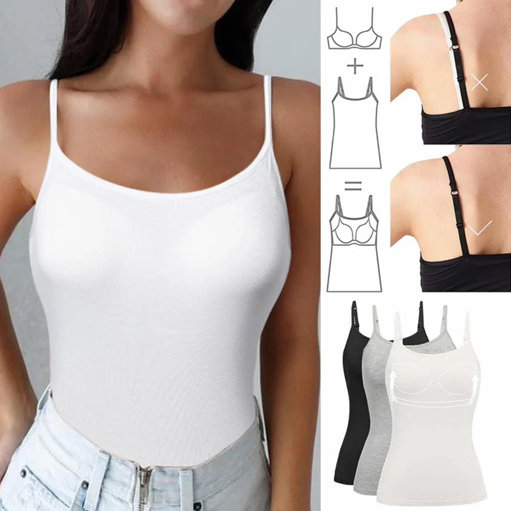 Damen 2-in-1 Top im 2er-Pack | Integrierter BH | Atmungsaktiver Träger-Style