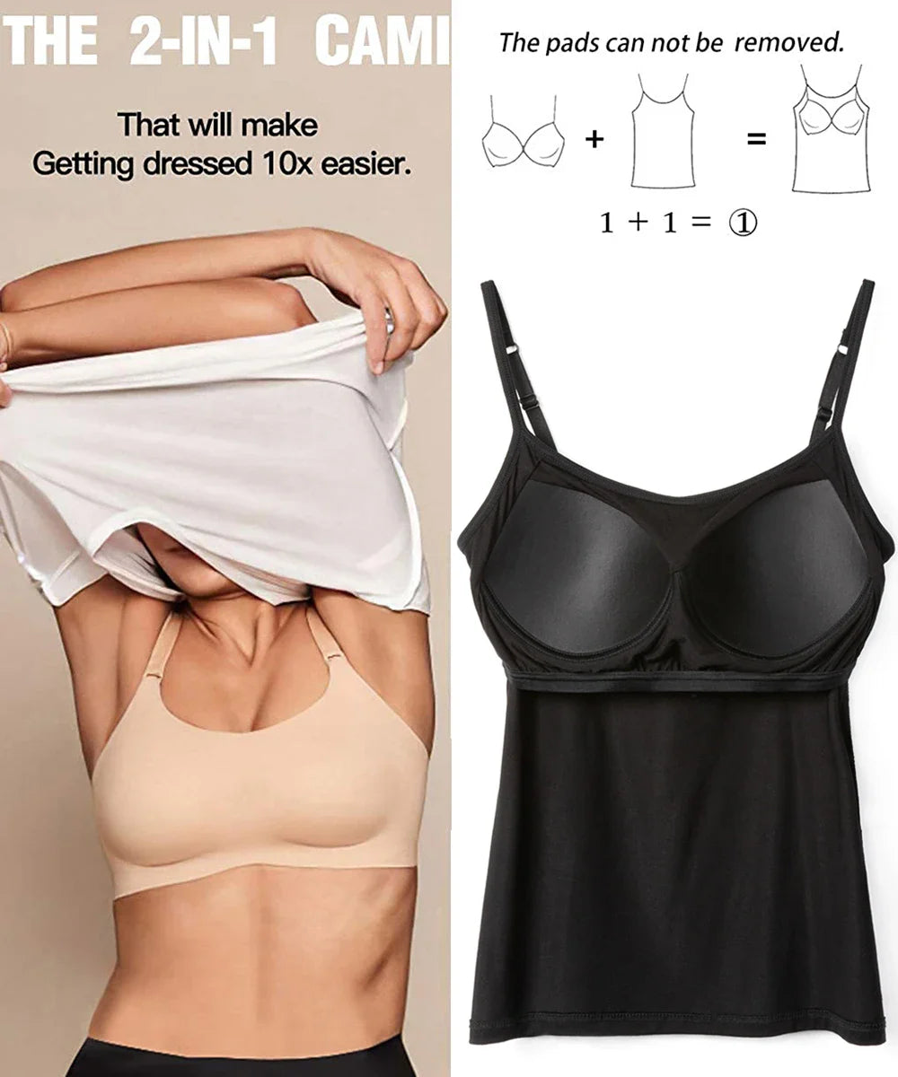 Damen 2-in-1 Top im 2er-Pack | Integrierter BH | Atmungsaktiver Träger-Style