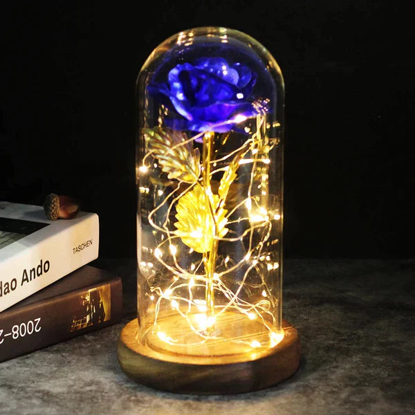 Galaxie für immer Rose Lampe | Ewige Rose im Glasdom | LED Deko Lampe | Symbol für Liebe & Zeitlose Schönheit
