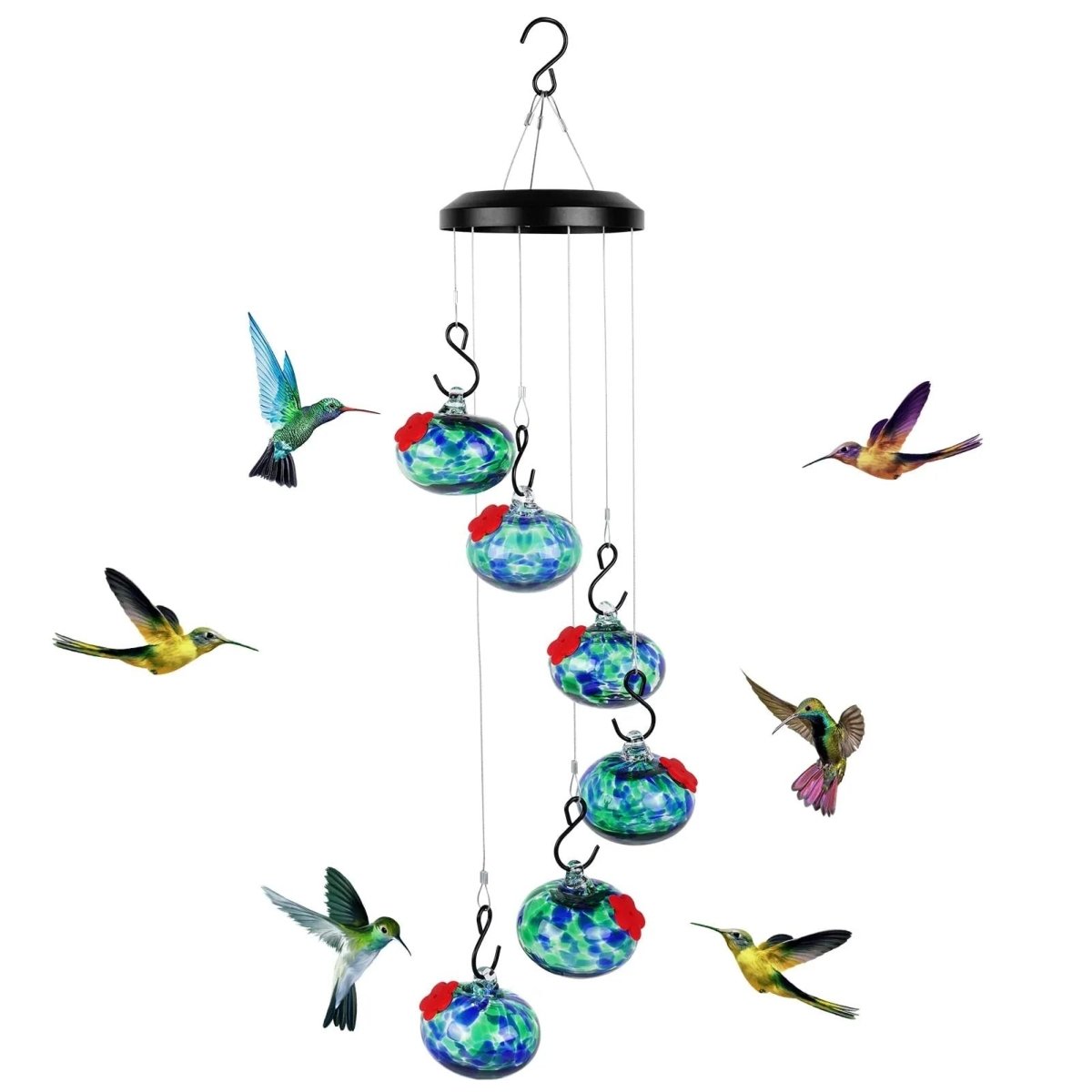 Elegante Kolibri-Futterstation mit Windspiel – Lockt Vögel mühelos an