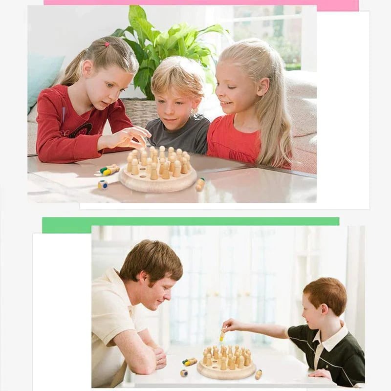 Holz Memory Schach | Montessori Farbspiel | Lernspielzeug für Kinder