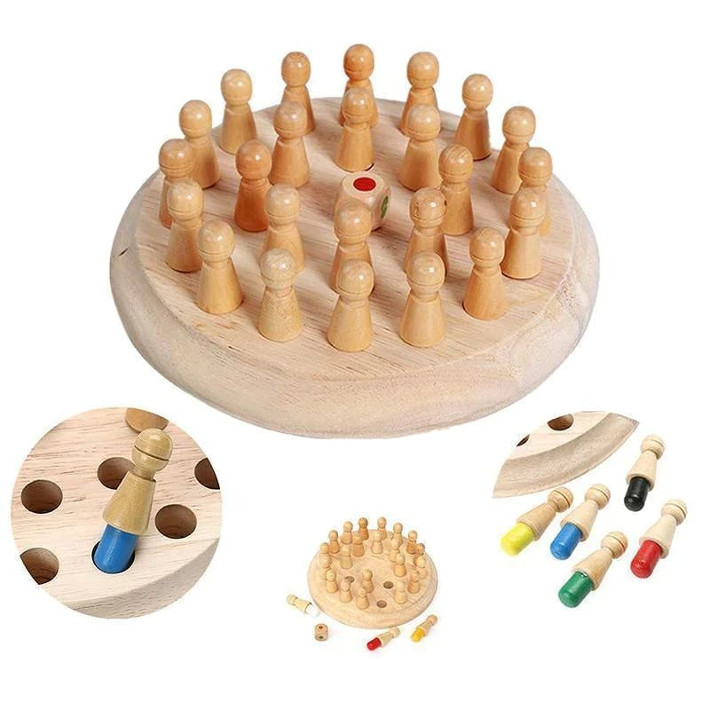 Holz Memory Schach | Montessori Farbspiel | Lernspielzeug für Kinder