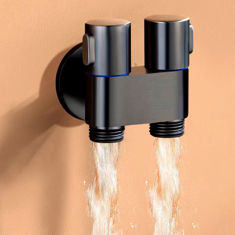 Doppel-Steuerventil | 1-in-2-out Wasserverteiler aus Messing | Unabhängige Absperrung | Matt Schwarz