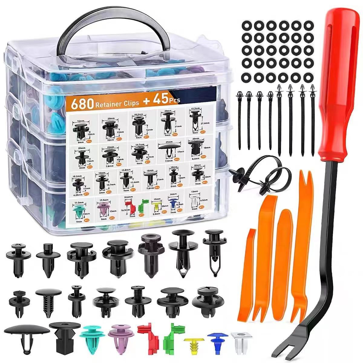 Auto Befestigungsclips Set | Nylon Clips mit Werkzeug | Universal für Stoßstangen & Türverkleidung