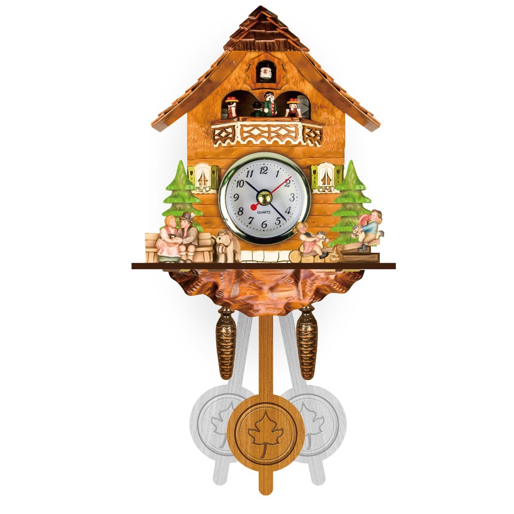 Traditionelle Kuckucksuhr | Handgefertigt aus Schwarzwald-Holz | Chalet-Design mit Musik & Figuren