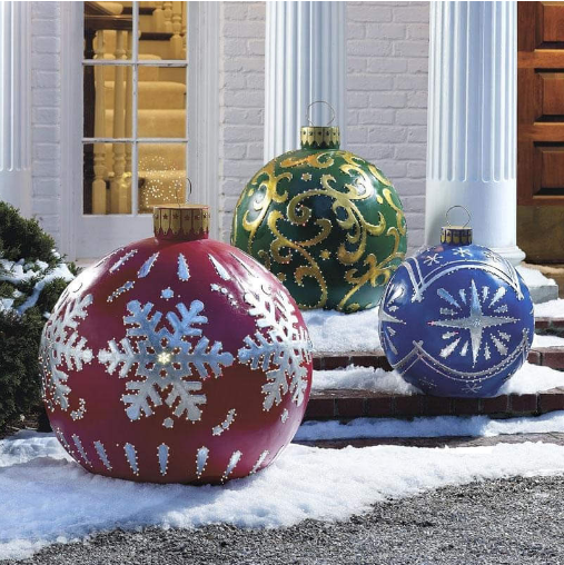 Weihnachts Deko Kugeln aufblasbar | PVC Outdoor Kugeln | Wetterfest & Wiederverwendbar | Verschiedene Designs