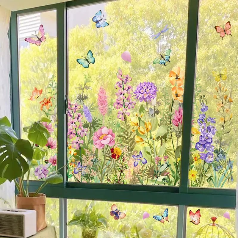 Blumenaufkleber für Fenster