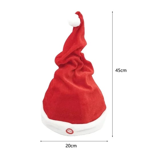 Weihnachten Santa Hut | Singend & Tanzend | Elektrisch | Plüsch Rot | Lustige Geschenkidee & Party-Accessoire
