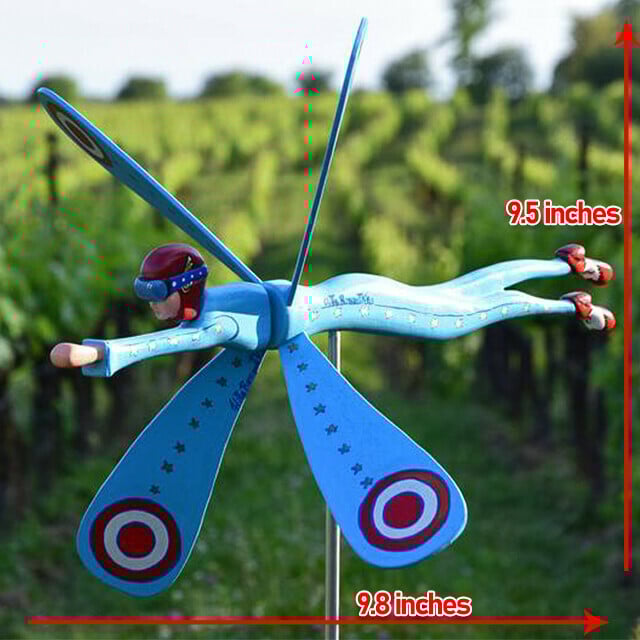 Handgefertigtes Windspiel Vogel-Windmühle | Gartendeko mit Edelstahl-Stab | Verschiedene Designs